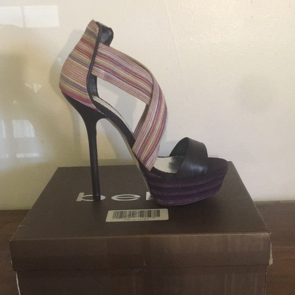 2B Bebe Multicolor Striped Heels